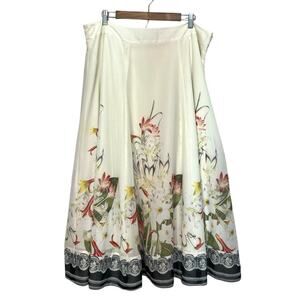 Soft Surroundings Floral Botanical Lily Midi Skirt TXL Romantic Swing Castlecore